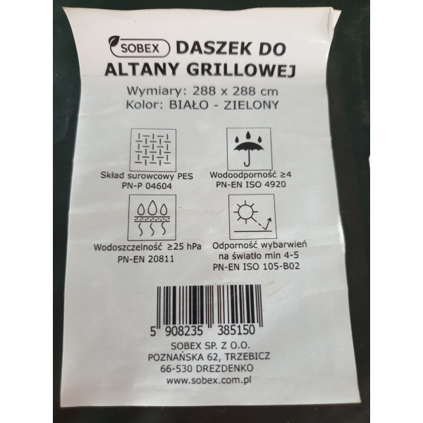 DASZEK DO ALTANY GRILLOWEJ BIAŁO-ZIELONY