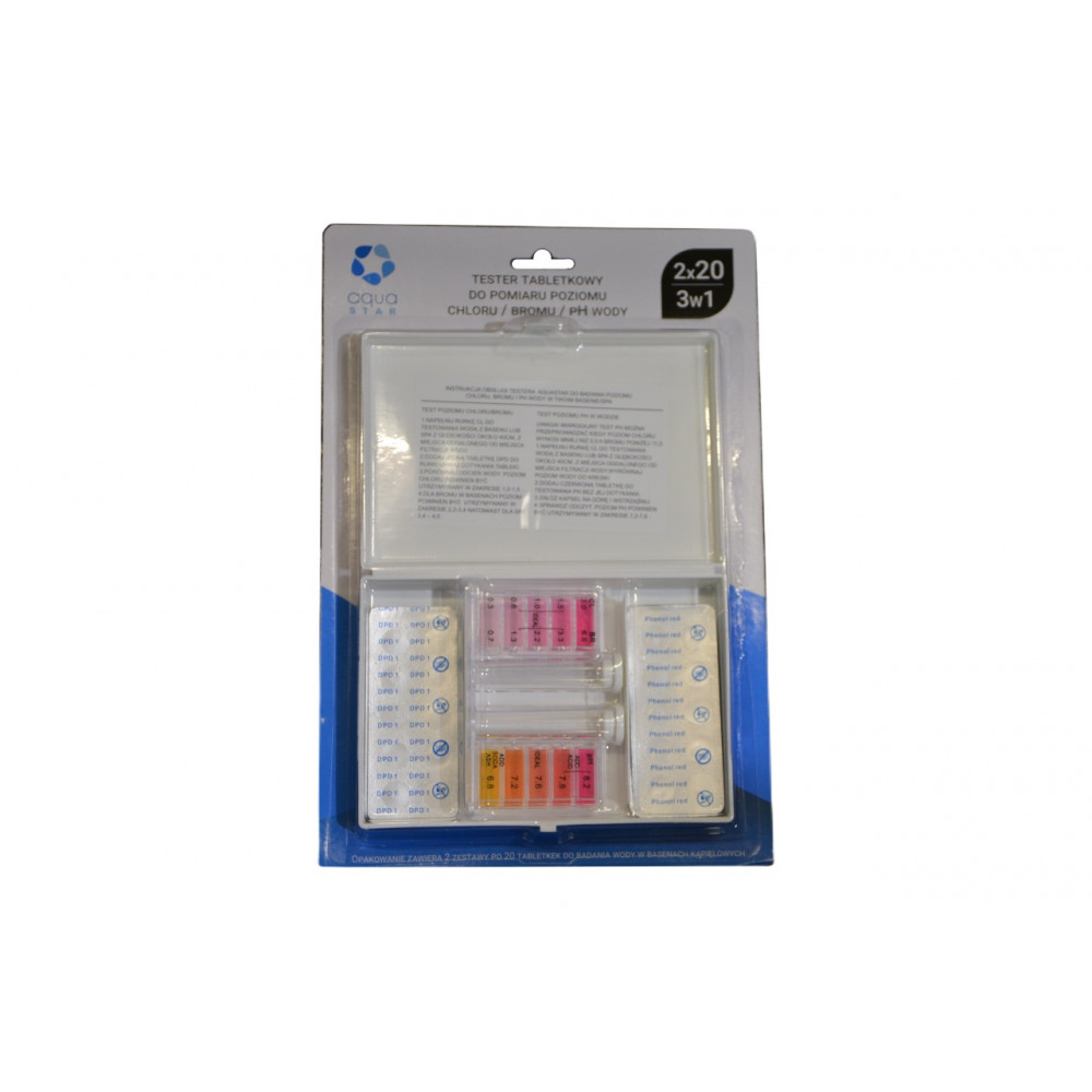 Tester tabletkowy do badania poziomu chloru/bromu/ph wody