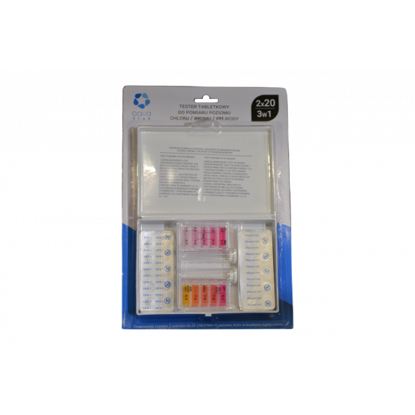 Tester tabletkowy do badania poziomu chloru/bromu/ph wody
