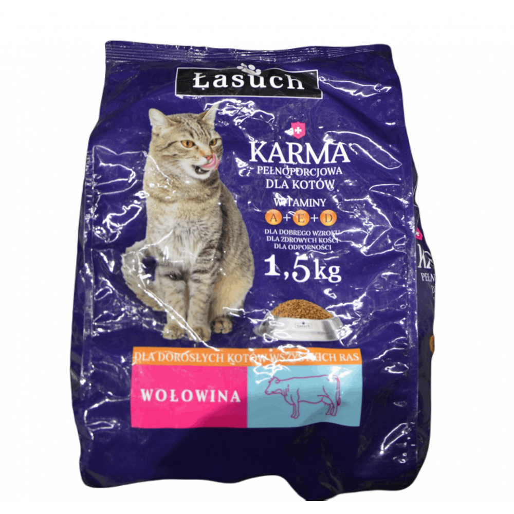 Karma dla kotów ŁASUCH 1,5 kg wołowina