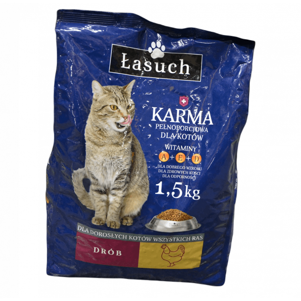 Karma dla kotów ŁASUCH 1,5 kg drób pełnoporcjowa